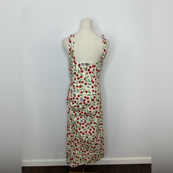 Carolina Herrera Cherry Draped Midi Dress - Picture 9 of 14
